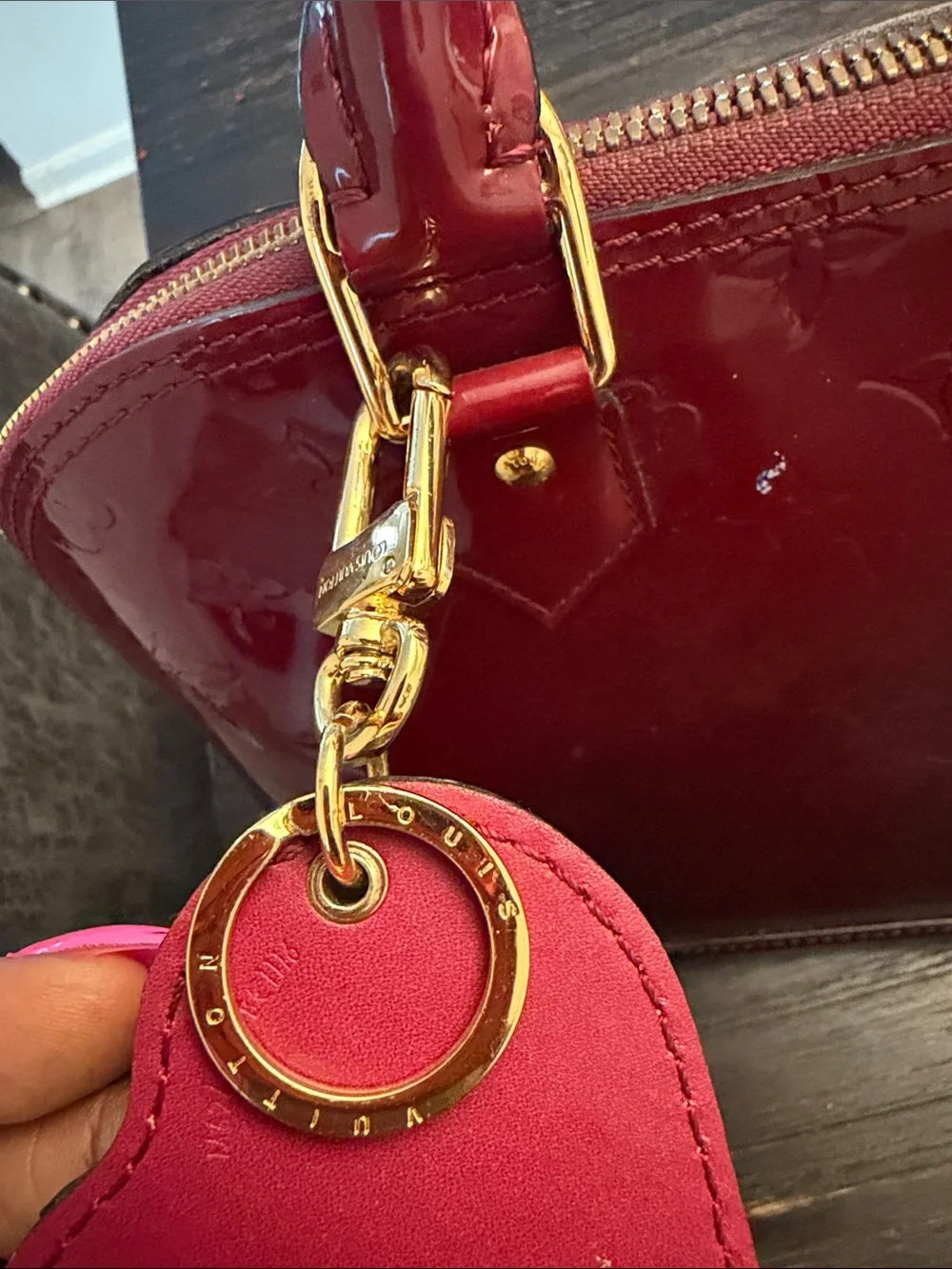 Louis Vuitton Burgundy Leather purse with Gold Hardware
